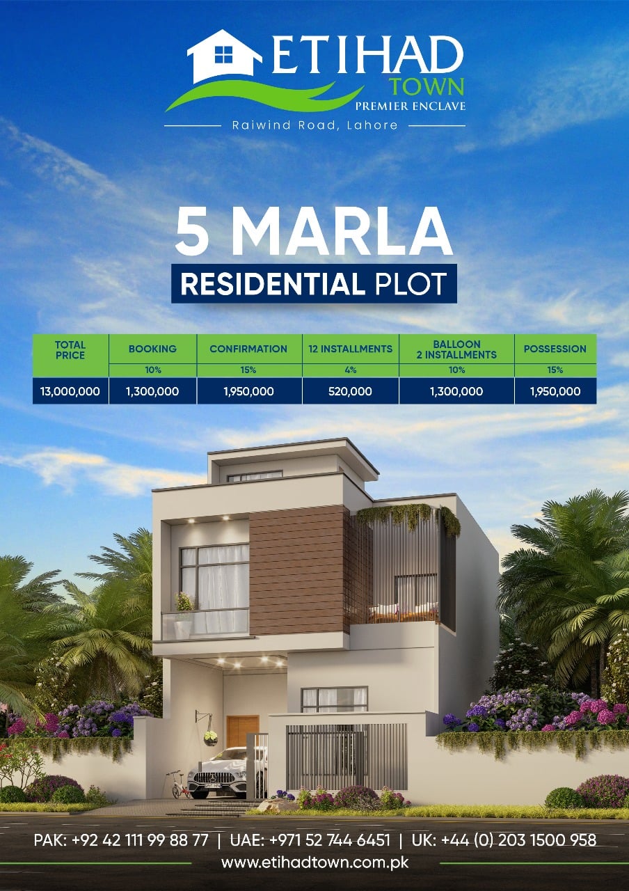 Etihad Town Premier Block 5 Marla Residential Plots