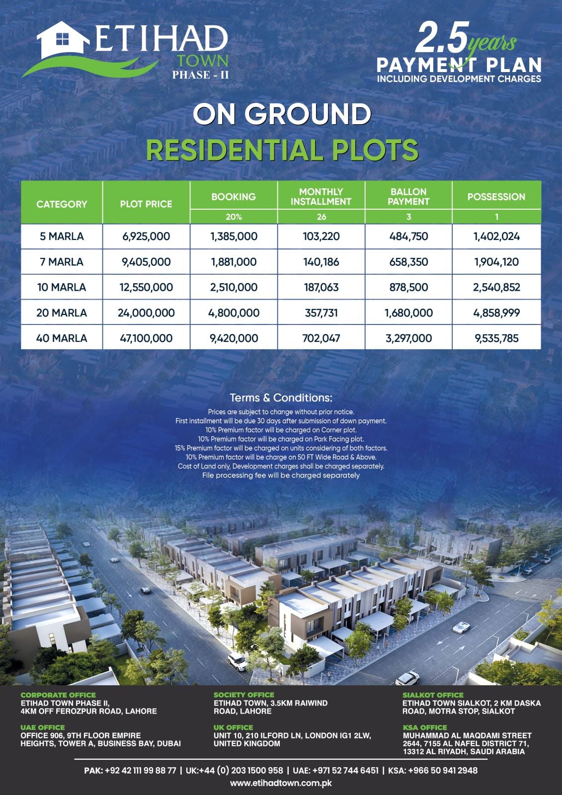 Etihad Town Phase 2 on Ground Residential Plots 2.;5 Year Payment Plan