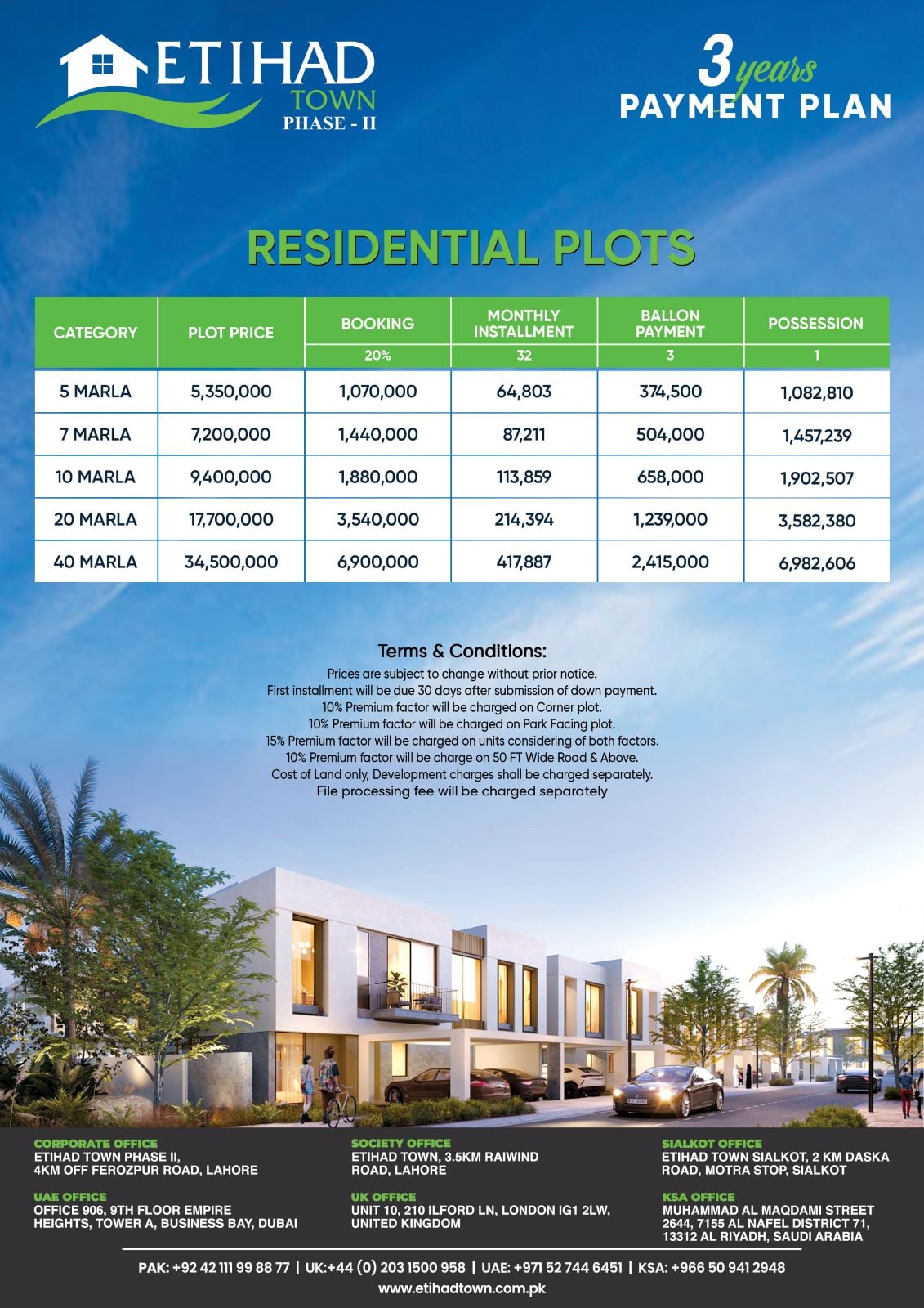 Etihad Town Phase 2 Residential Plots - 3 Year Payment Plan
